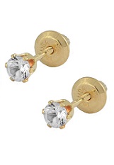 stunner teensy gold round 4mm birthstone baby earrings